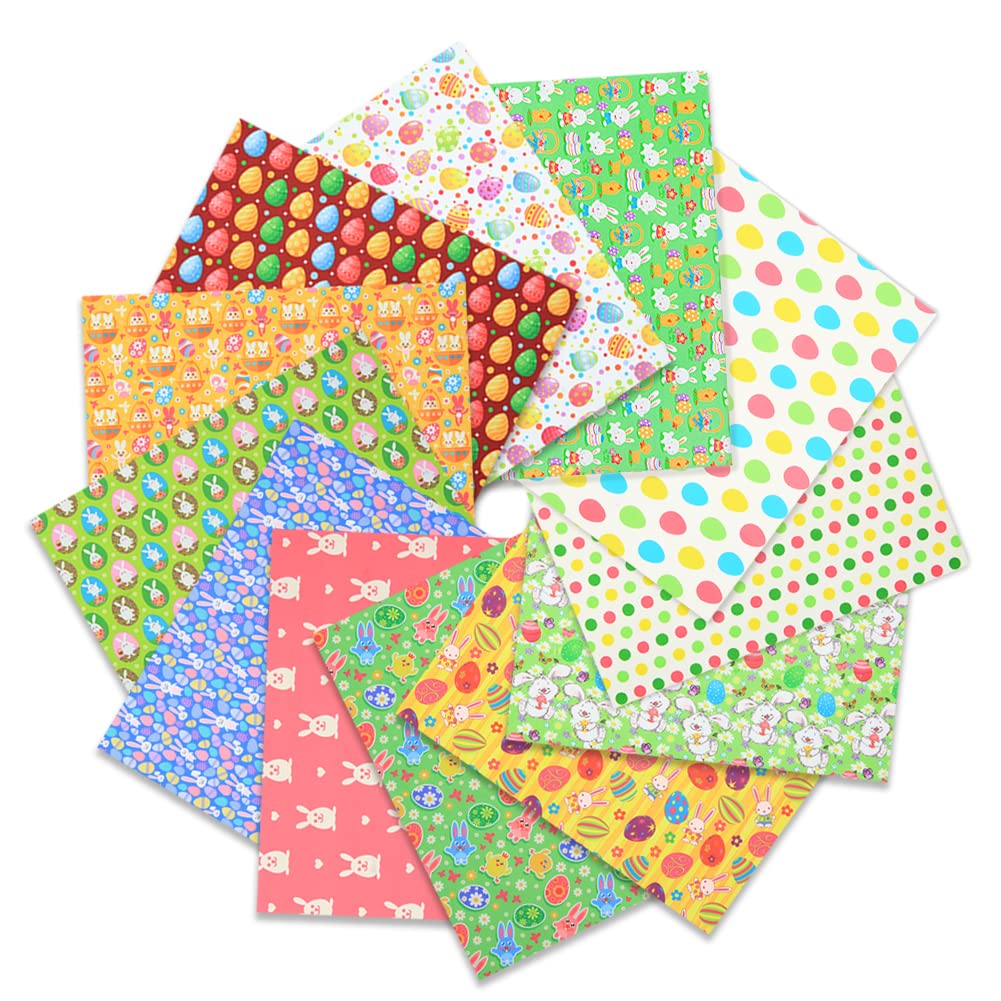 Geluode Easter Sewing Fabric, 12 PCS Fat Quarters, Multicolor Polka Dots Quilted Cotton Fabric, Perfect for DIY Crafts and Gifts