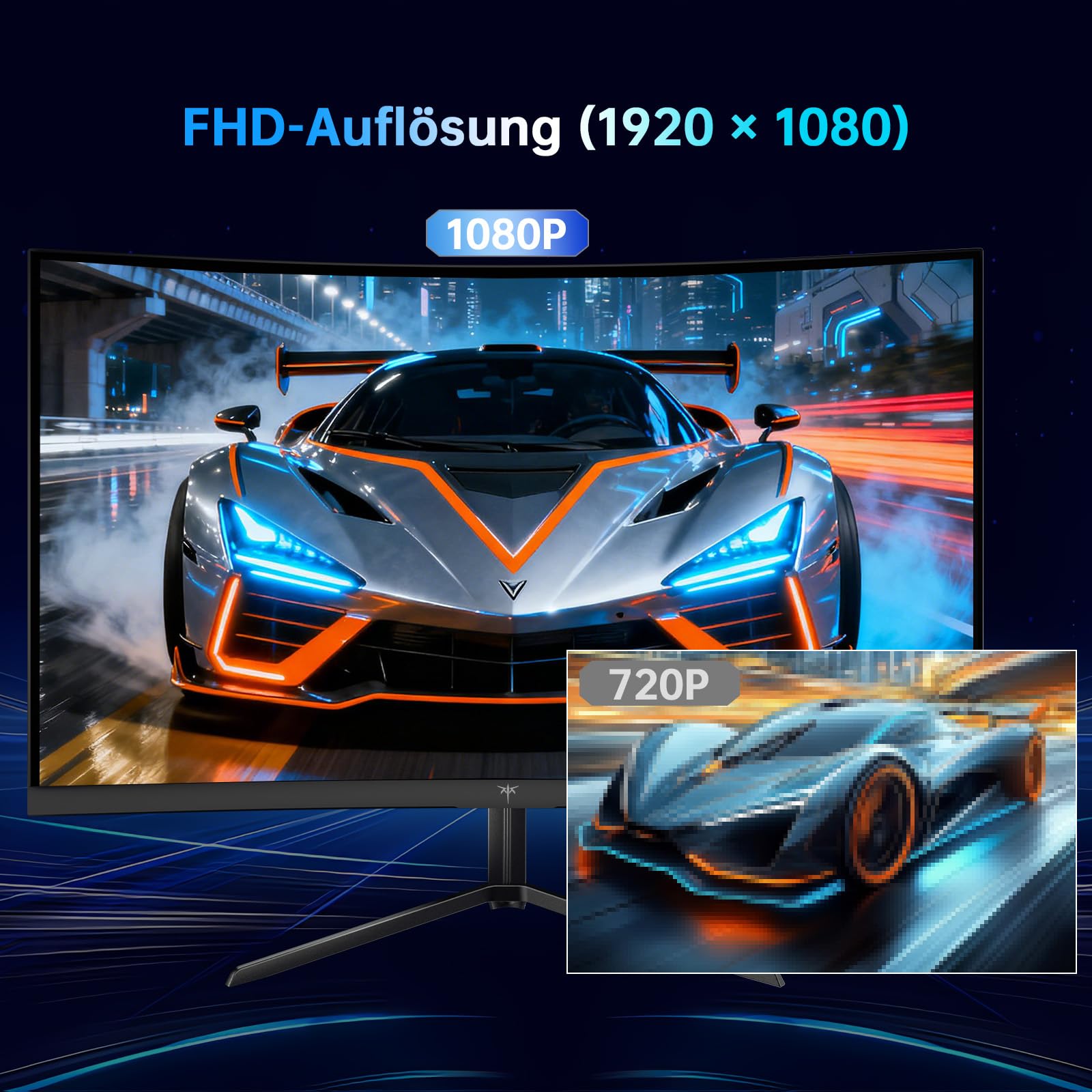 KTC Gaming Monitor 24 Zoll, FHD 1920×1080, 240Hz, 1500R Curved VA Panel, 3000:1 Kontrast, FreeSync, Low Blue Light, DC Dimming, VESA 100×100 mm 3