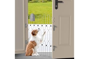 Snagle Paw Metal Retractable Door Barrier,28.4" Wide 35" Tall Safety Dog Gate for Front Door,Easy Install Retractable Pet Gat