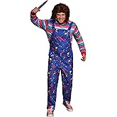 Mainfini 5 Pcs Killer Doll Costume Men Wig Knife Tattoo Scars Overalls Prop Tshirt Full Set Horror Movie Jumpsuit (S-3XL)