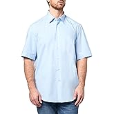 BOSS, Stretch Poplin Short Sleeve Button Down Shirt, Pastel Blue, 17.7