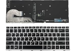 Tiugochr Laptop Replacement US Layout with Backlight with Pointing Keyboard for HP Elitebook 840 G5 G6 745 G5 L14377-001 L113