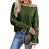 Saodimallsu Womens Off The Shoulder Sweater Oversized Long Sleeve Knit Sweaters 2025 Casual Color Block Trendy Jumper Tops