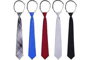 Sucrain 5pcs Boy's Necktie Pre-tied Adjustable Neck Strap Tie for Wedding Graduation School Cosplay Uniforms
