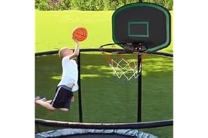 LUCKYSLYCYC Trampoline Basketball Hoop,Basketball Hoop for Trampoline Outdoor 8-15FT Trampoline,with Pump and 2 Mini Basketball, Easy to Install(Fit for Straight Pole Only-0.7～1 inch)