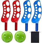 Cooraby Scoop Ball Game Scoop and Ball Toss Set Toss Catch Game Toy Lacrosse Racket Game with Storage Bag, 4 Scoops and 2 Bal