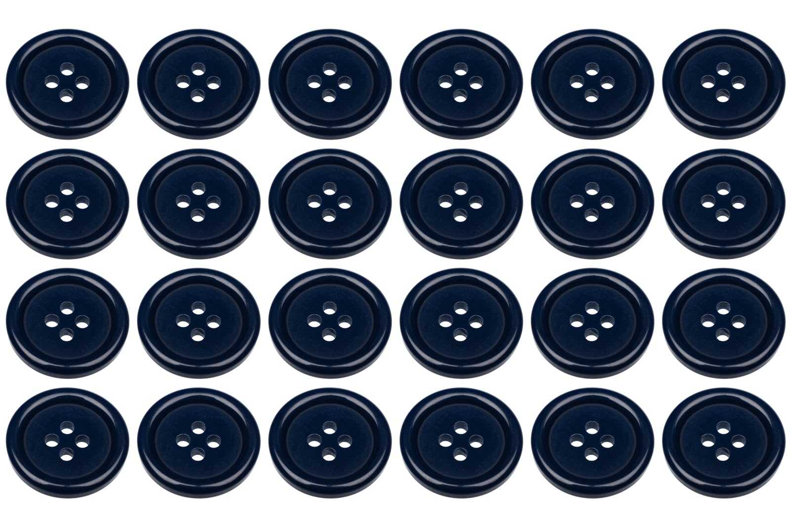 Pack of 24 Dark Blue Sew on 20mm Round Buttons Flat 4 Holes 32L 32 Ligne — image 1