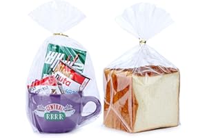 ZIMCEMS 50Pcs 9X12 inch Bottom Gusset Bags Clear Cellophane Gift Wrap Bags Basket Wrapping Plastic Large Cello Bags for Party Favors Treats Mug with 5" Twist Ties