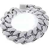Steelmeup Stainless Steel Huge Heavy Polish Men Curb Chain Bracelet 20mm 8.5 inch