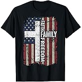 Faith Family Freedom - Patriotic Christian Vintage USA Flag T-Shirt
