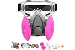 BEAUKAU Epoxy Respirator with 2091 Filter and 6001 Filter Goggle, Paint Respirator for Women and Men Used for Resin, Asbestos, Painting, Particle, Decoration, Clean