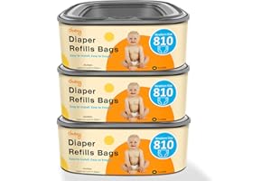 GODYOY Jumbo Square Refill Compatible with Diaper Genie Classic,Compact and Select Pails,Odor Control & Durable,Holds Up to 810 Newborn Diapers,Plant Scented Disposal Bag Refills with Continuous Film（3 pack）