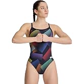 Arena Women's Performance Halftone Team Print Swimsuit Challenge Back Pro Training Bathing Suit