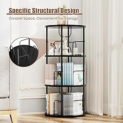 ALLSTAND Rotating Bookshelf, 3 Tier Round Revolving