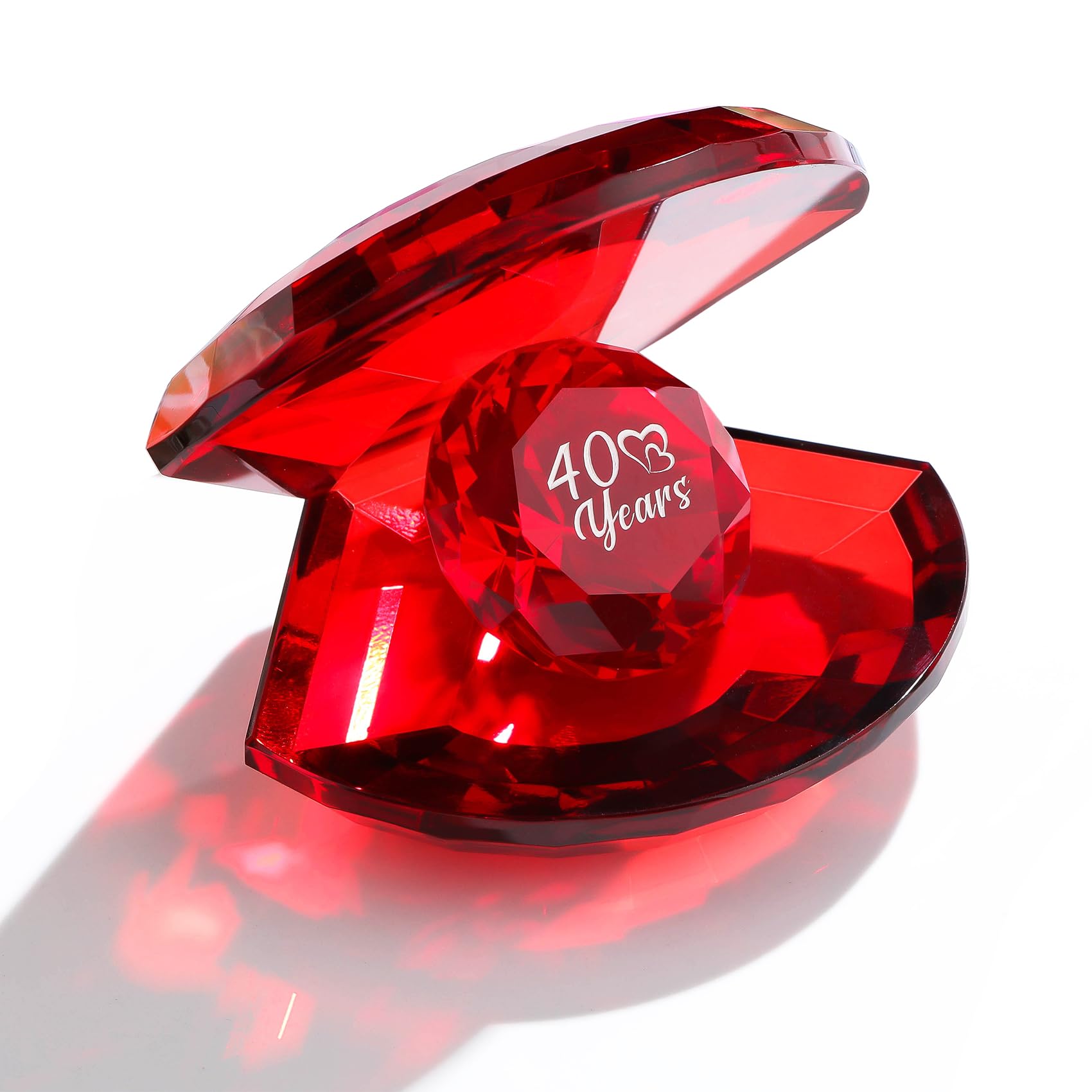 Crystal Shell 40th Ruby Wedding for Wife Partner Couples, Her Presents 40 Years of Marriage Romantic Keepsake Ornaments for Home Decor