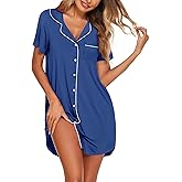Ekouaer Womens Nightgown Button Down Sleepshirts Night Gown Sleep Shirts Night Shirts