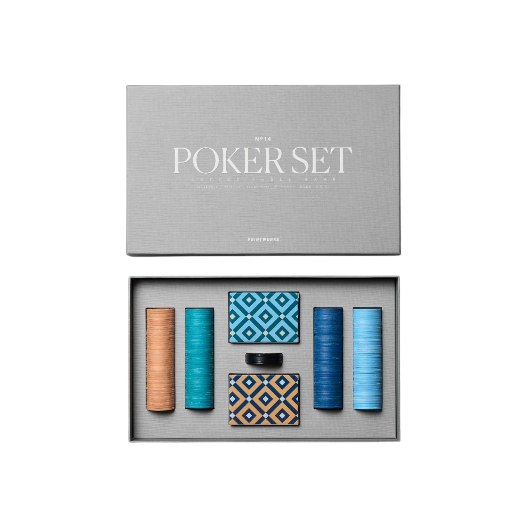 Photo 1 of PrintWorks Classic Poker Set – Includes Chips, Playing Cards, Storage Case & Multilingual Instructions, Stylish Tabletop Game for Adults & Home Decor