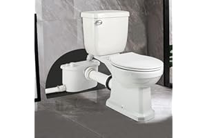 FLODREAM Macerating Toilet With Pump for Basement Upflush System, Included Water Tank, Nano-Glaze Elongated Toilet Bowl, Silent Seat Cover, Extension Pipe for Household Residential, 17.7" Tall Two-Piece Toilet