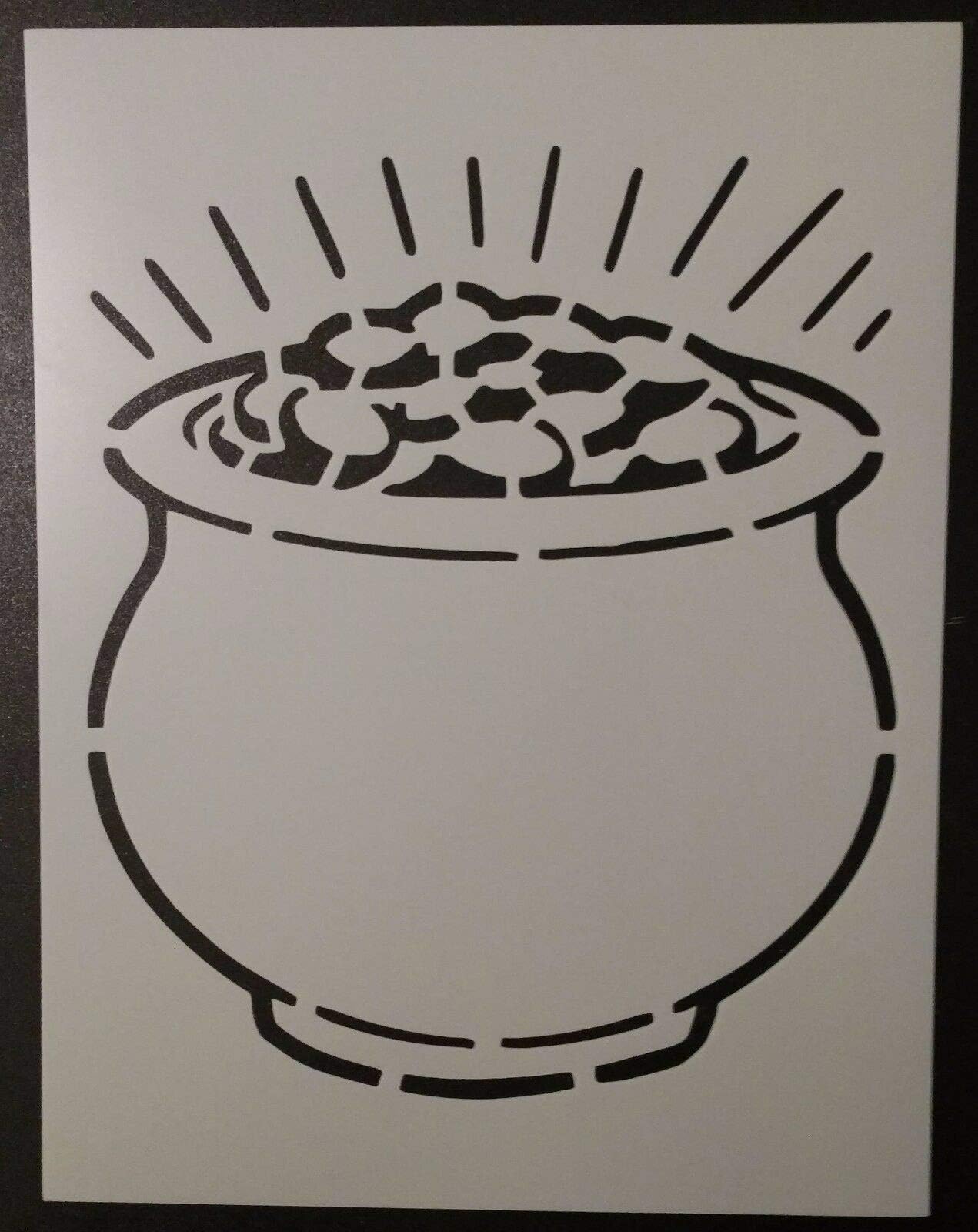 Reusable Plastic Stencil Craft for Art Drawing Painting Pot of Gold 8.5" x 11" Custom Stencil