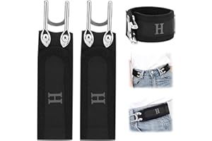 2pcs Metal Hook Elastic Belt, No Buckle Invisible Adjustable Waist Strap for Unisex Men & Women, with Less Bulk and No Metal 