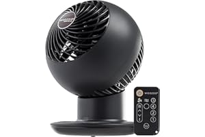IRIS USA WOOZOO Air Circulator Fan with Remote, Oscillation, 5 Speeds, 82ft Max Air Distance, 90° Adjustable Tilt, 30db Quiet Motor, Small Fan for Bedroom, Office, Dorm, Black