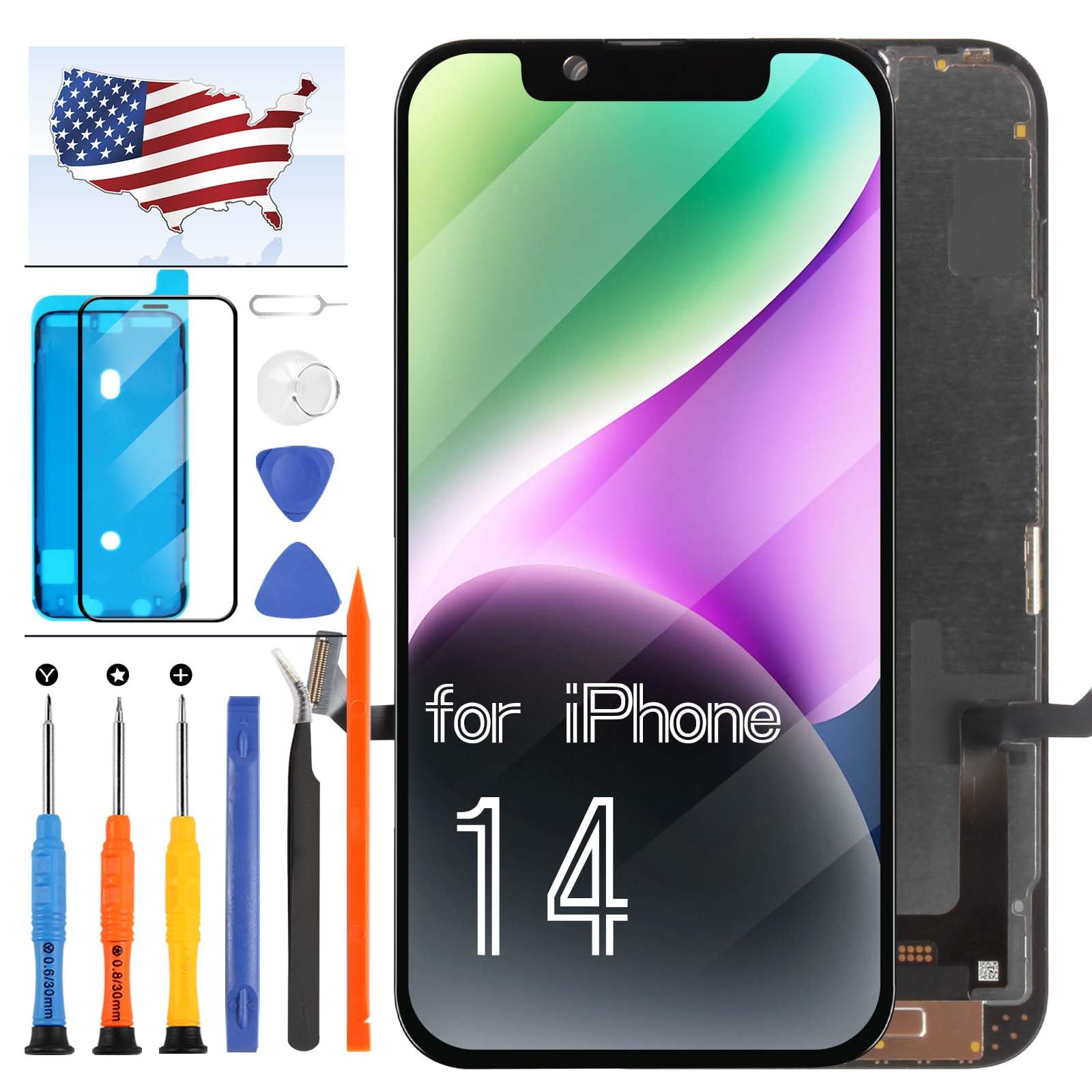 Photo 1 of [OLED] for iPhone 14 Screen Replacement 6.1" [NOT LCD] Display 3D Touch Frame Digitizer Assembly for Model A2882, A2649, A2881, A2884, A2883 LCD with Repair Kit(Small Size)