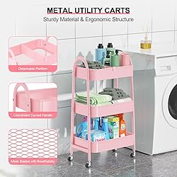 EAGMAK 3 Tier Utility Rolling Cart, Metal Storage