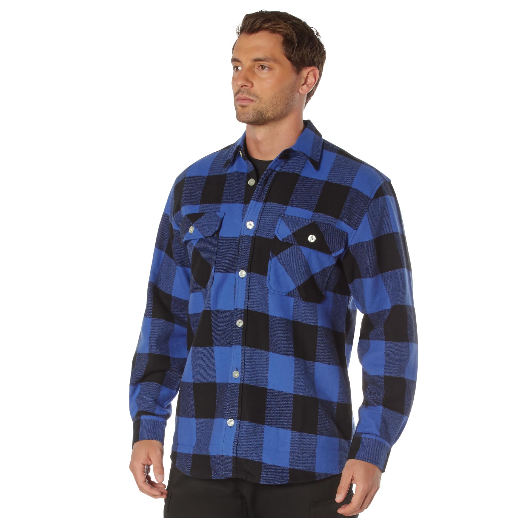 Rothco Heavy Weight Plaid Flannel Shirt, Blue, Large