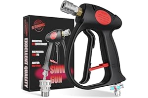 SITIMIMIL®Swivel Pressure Washer Gun with 3/8" Rotate Quick Plug & M22-14mm Adaptor 4500PSI Easy Pull Trigger Short High Pressure Washer Handle with 1/4" Quick Connect for Foam Cannon and Nozzles