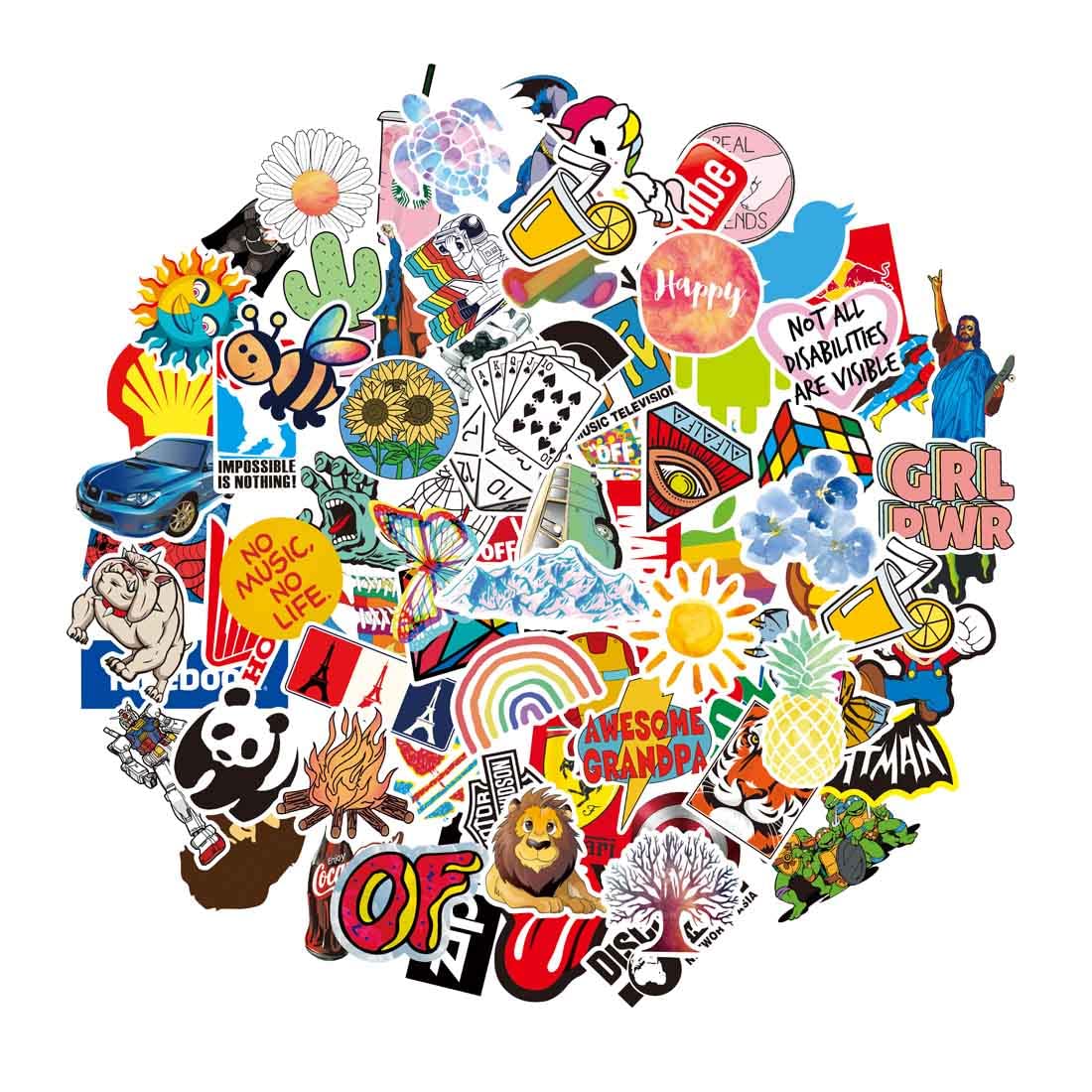 Laptop Stickers Variety Mixed Pack 100pcs for Adults Teens Boys Girls, Cute, Aesthetic, Cool, Vinyl Stickers Decal for Laptop Water Bottle Computer Bike Luggage Car Phone Helmet Skateboard