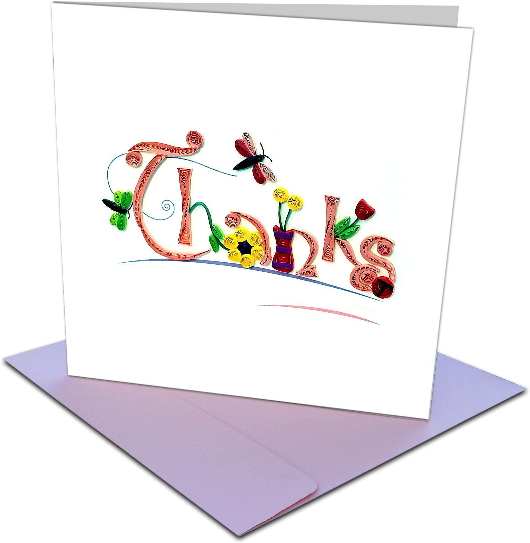 OberstuffThanks Quilling Greeting Card, 6x6 with Envelope. Hand-made. Suitable for Framing.