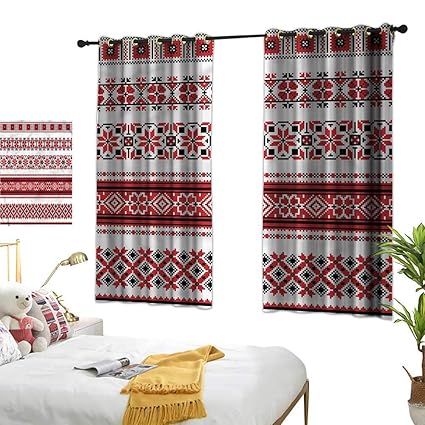 Amazon Com White Curtains Red Ukrainian Ethnic Accents 72