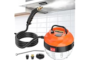 HOMBASING Steam Cleaner, 2500W High Pressure Steam Cleaner for Home, Steamer for Cleaning with 3 Brush Heads, 2 washers and Extended Rod, Handheld Steam Cleaner for Upholstery, Kitchen, Bathroom (Orange)