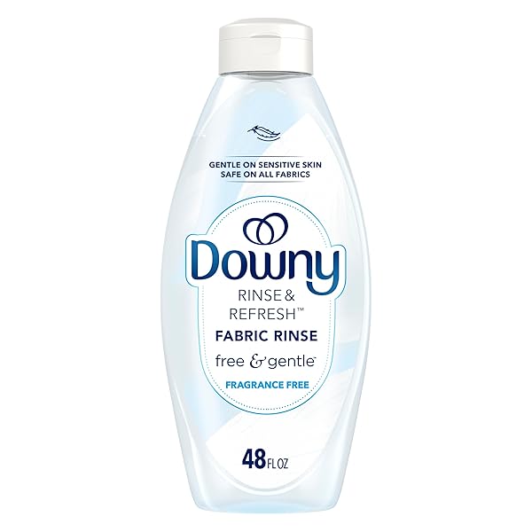 DOWNY RINSE & REFRESH FREE & GENTLE LAUNDRY ODOR REMOVER AND FABRIC SOFTENER, FRAGRANCE FREE, 48 FL OZ, NO DYES OR HEAVY PERFUMES