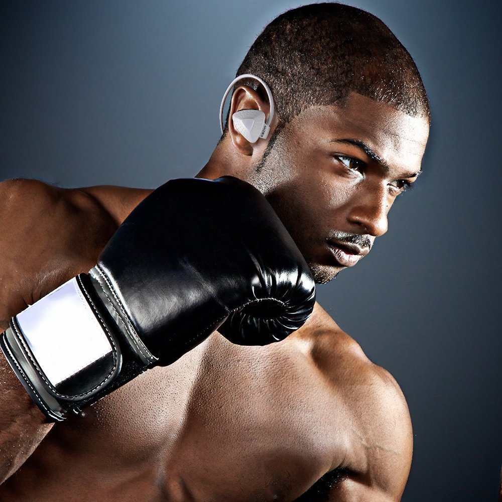 KSCAT Bluetooth Headphones V4.1 Sweatproof Sport Headphones for Gym Running Workout 8 Hour Battery Noise Cancelling Headsets Hands-free Calling NICE 16 White