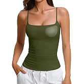 Avidlove Womens Padded Cami Tank Tops Double Lined Spaghetti Strap Built in Bra Shirts Slim Fitted Basic Camisole Top