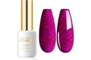 Imtiti Glitter Gel Nail Polish, 1 Pcs 0.5 fl oz Sparkly Vanessa Red Wine Gel Nail Polish Soak off Gel Polish Nail Art Manicure Salon DIY Gel Nail Design Christmas Decoration