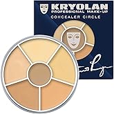 Kryolan Concealer Circle - Full Coverage 6-Color Cream Concealer Palette - Color Corrector For Dark Circles - Hides Redness, Blemishes & Spots - Professional Cream Makeup for All Skin Types