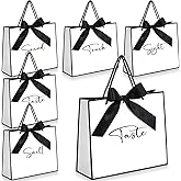 Sweetude 5 Pcs Senses Gift Bags for Him and Her 11.8 x 9.8x 3.9'' Elegant Thank You Paper Gift Bags with Handles and Bow Ribbon for Wedding Bridesmaid Groomsmen Gifts Birthday Baby Shower(White)