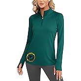 Cavva Women's Fleece Quarter Zip Pullover Running Shirt Thermal Long Sleeve Tee Athletic Workout Tops Thumb Hole