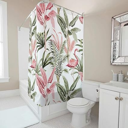 Toomjie Duschvorhang Tropisches Rosa Flamingo Tier Bedruckt Anti