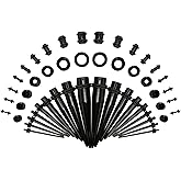 Marsrut 48 PCS Acrylic Gauge Kit Tapers Heart Tunnels Plug 14G-0000G Ear Stretching Set