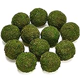 BYHER Natural Green Moss Decorative Ball,Handmade (3.5"-Set of 6)