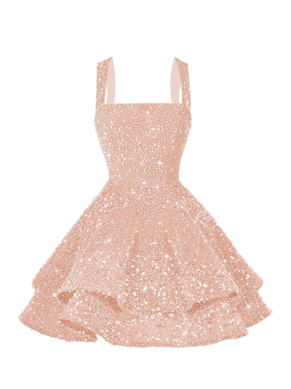 vintys Sexy Rose Gold Sequin Homecoming Dresses for