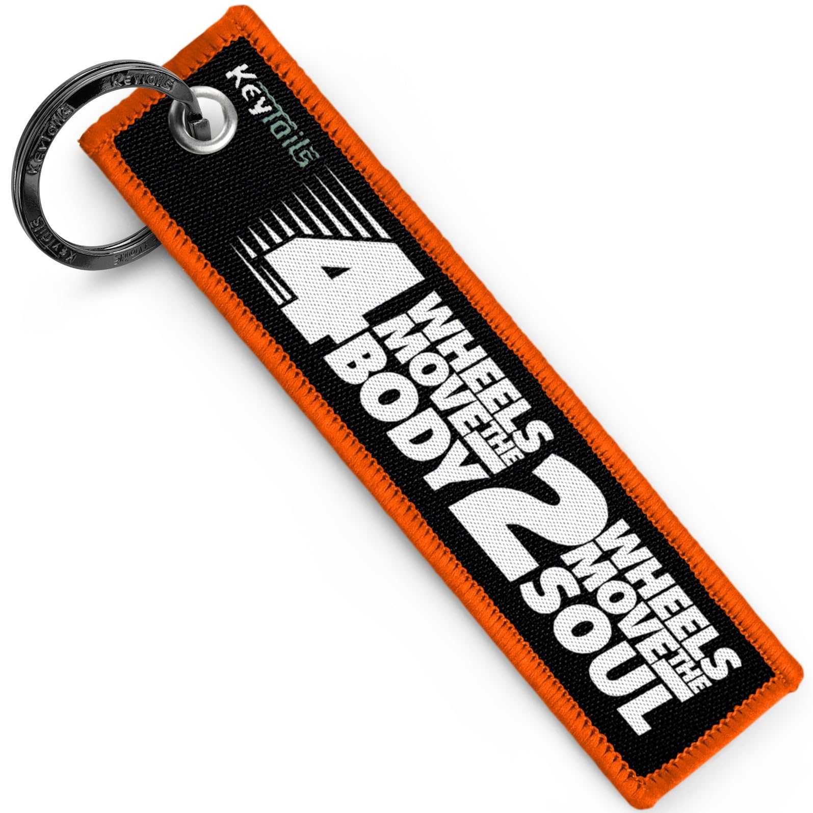 KEYTAILS Keychains, Premium Quality Key Tag for Motorcycle, Scooter, ATV, UTV [4 Wheels Move the Body, 2 Wheels Move the Soul]