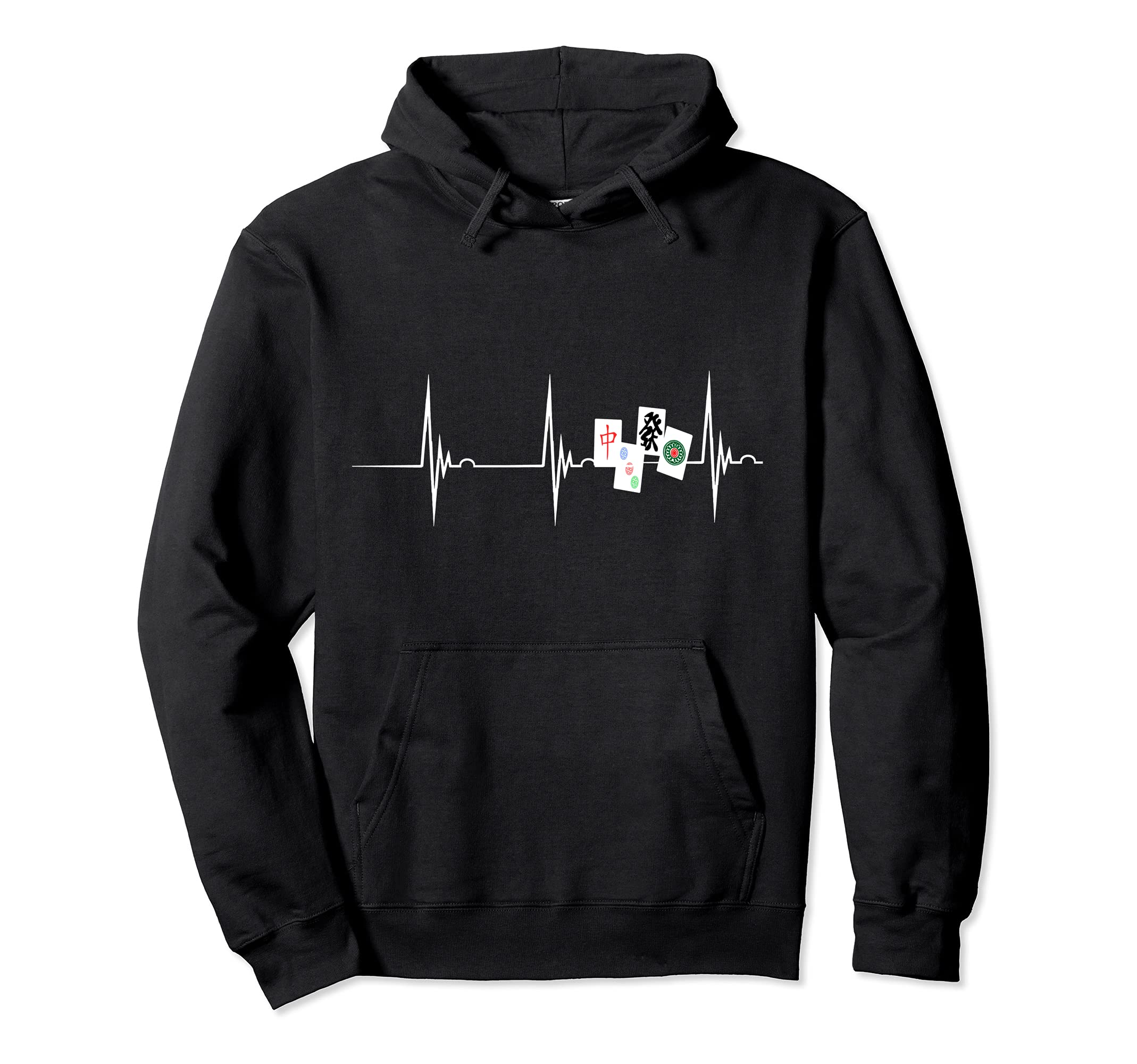 Mahjong Player Heartbeat EKG Pulse Chinese Game Pullover Hoodie