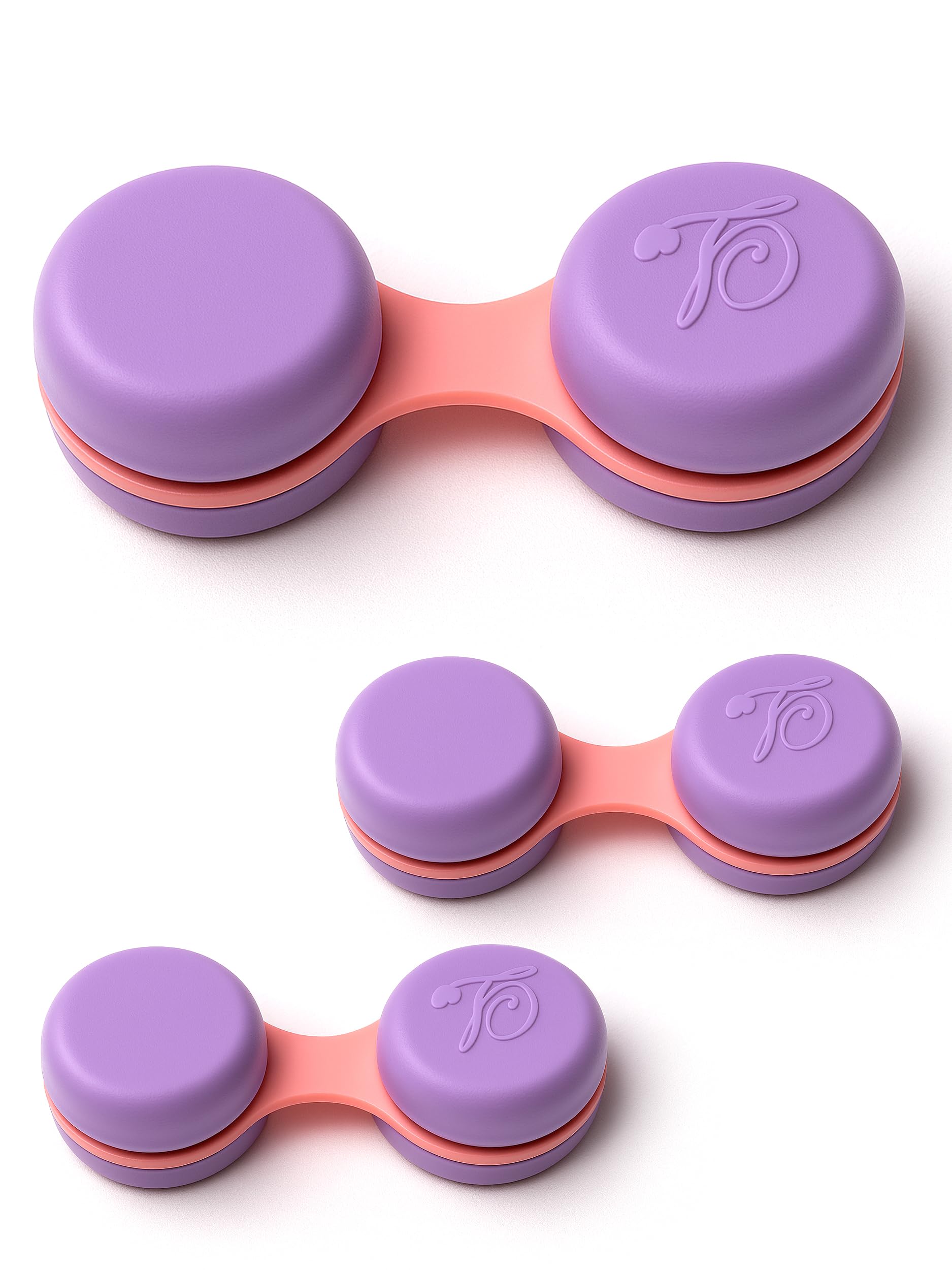 SPORTS WORLD VISION 3PC Purple Macaroon Contact Lens Case | Compact, Portable & Leakproof Contact Lens Holder | Durable, Travel-Friendly Contact Lens Solution Box with Same Color Set