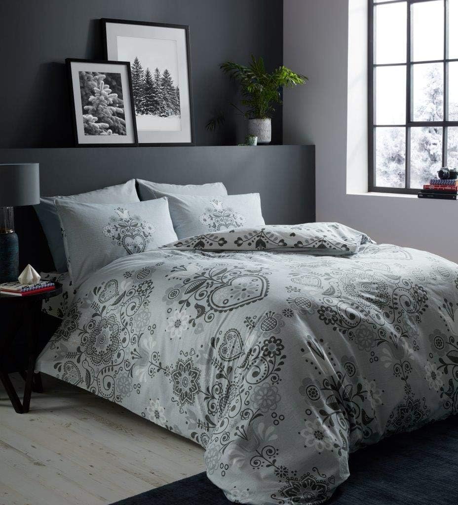 GC Nordic Folk Floral Flannelette 100 Natural Brushed Cotton Luxurious