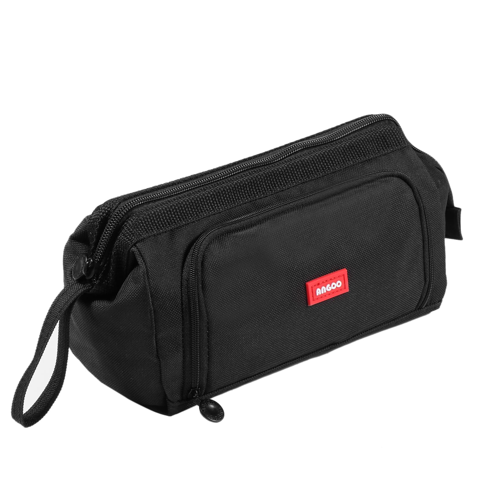 Diboniur School Pencil Case, Large Capacity Pencil Pouch with 3 Compartments, Aesthetic Pencilcase Stationery Organizer for Girls Boys, School Supplies Portable Pencil Bag (Black)