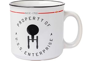 Silver Buffalo Star Trek NCC-1701 Property of The USS Enterprise Ceramic Camper Mug, 20 Ounces